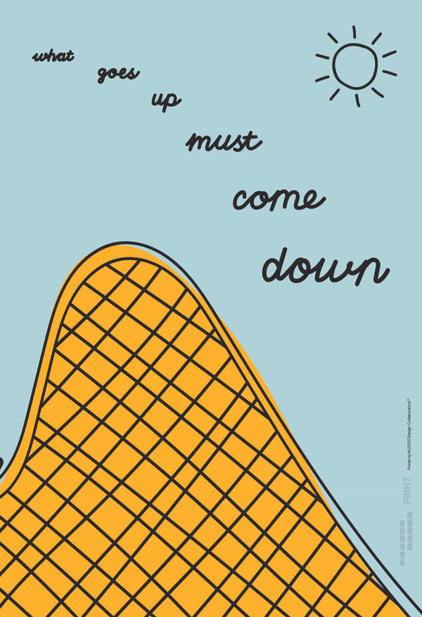 A motion PSA of an orange hill against a blue blackground stating